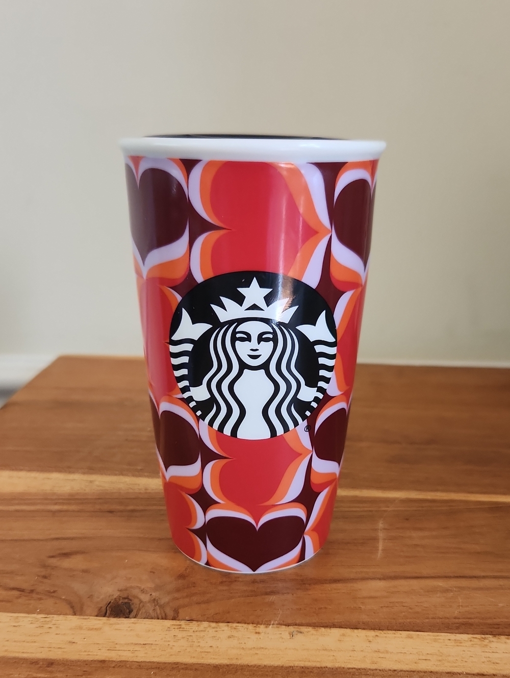 Starbucks Travel Tumbler Valentine Hearts 2019 Double Wall Ceramic Cup 12 Fl Oz